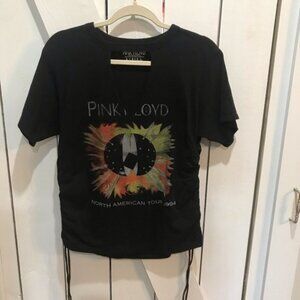 Pink Floyd band tee black cutout tie sides top medium tee shirt